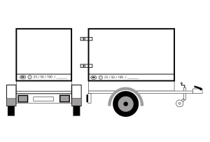 Anhängerplane - 2,10m x 1,10m x 1,10m mit Ösen und Schnallriemen hinten